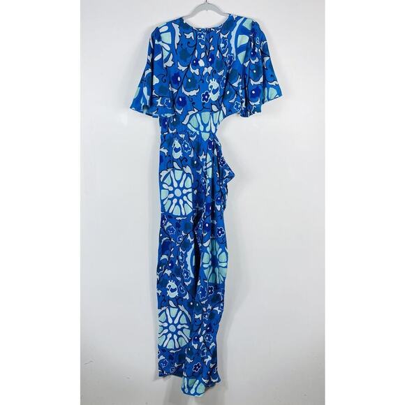 RHODE X Target Size Large Floral Zinnia Linen Blend Side Cutout Jumpsuit Blue - Picture 4 of 6